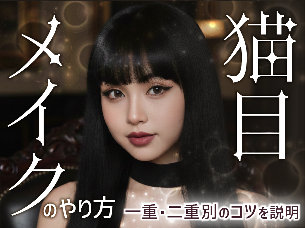 猫目メイクのやり方｜一重・二重別のコツを説明